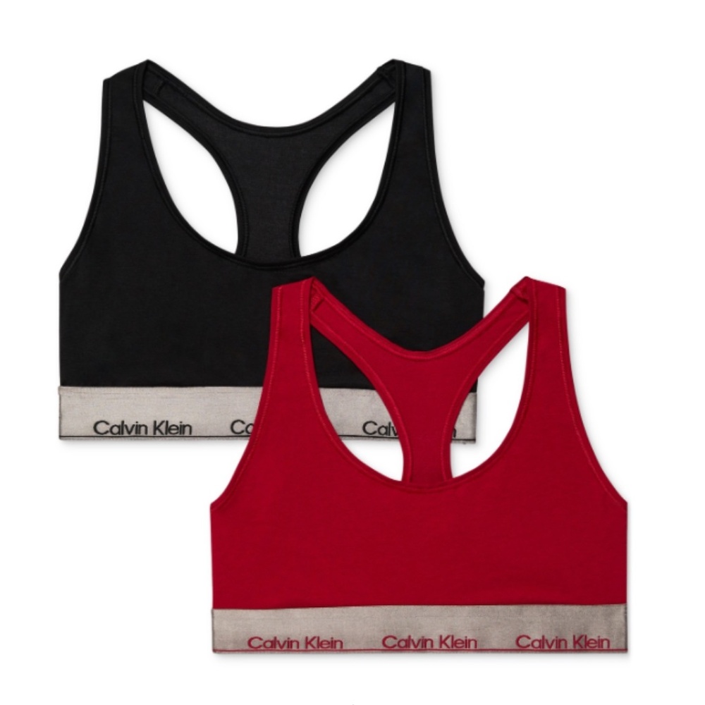 Calvin Klein Women's 2-Pk. Modern Cotton Unlined Bralette JUNEBERRY/BLACK S.